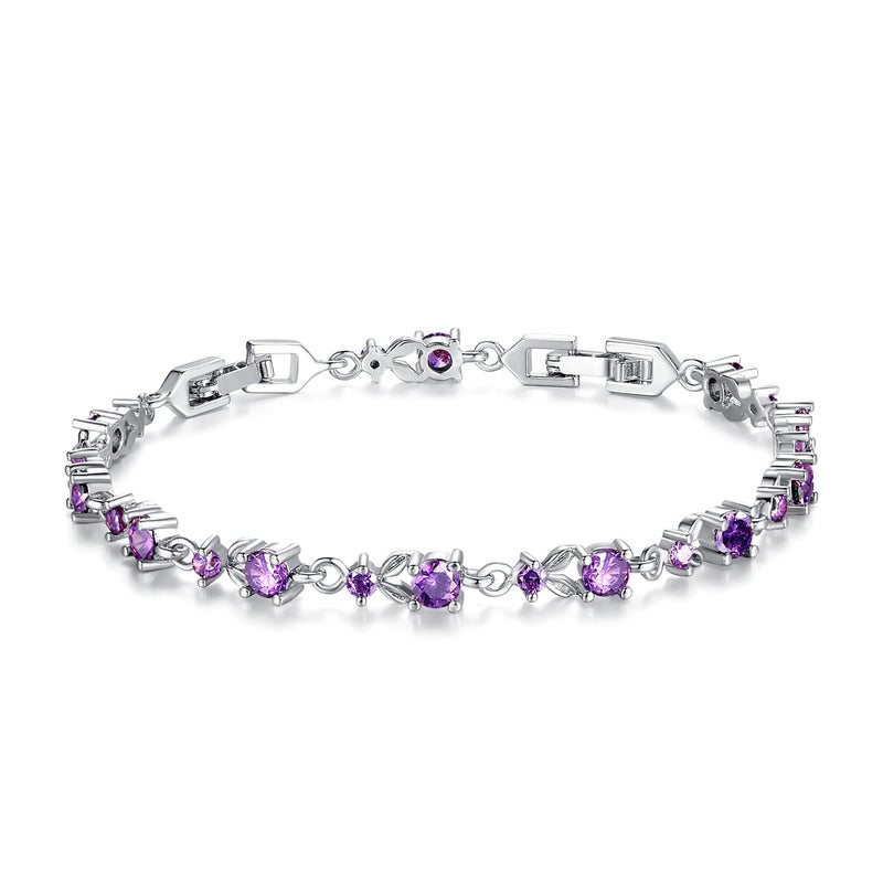 WOSTU White Gold Plated 3mm Rhinestone Classic Tennis Bracelet with Cubic Zirconia| White Gold Bracelets for Women | Size 6.5-8 Inch - Image 1
